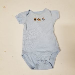 Blue snap shirt animals bear lion monkey 6m